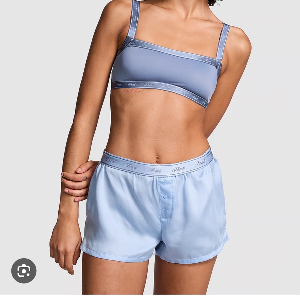 NWT Victoria’s Secret PINK light blue Tencel Boxy shorts sz L
